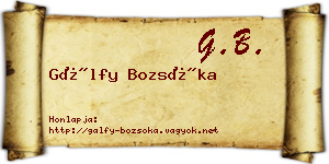 Gálfy Bozsóka névjegykártya
